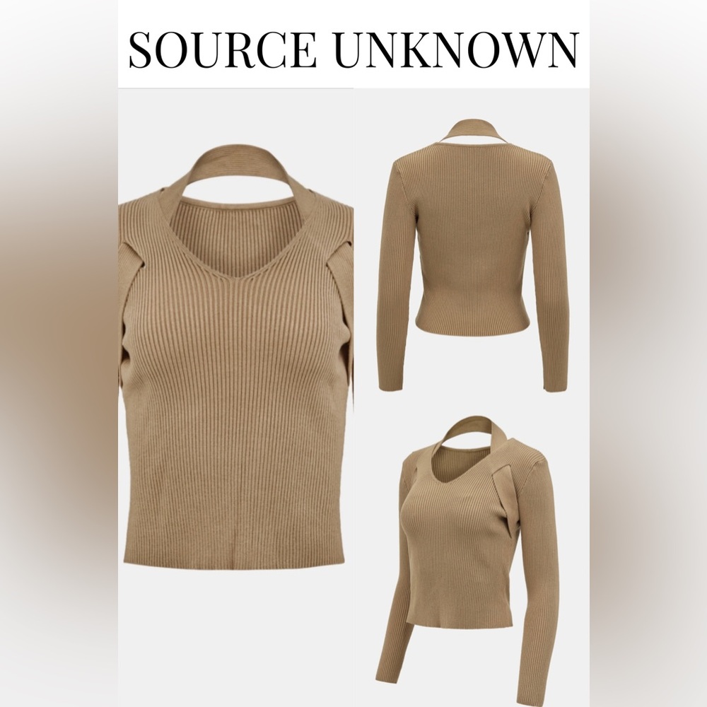 SOURCE UNKNOWN | Halter Knit Top | Mocha | S